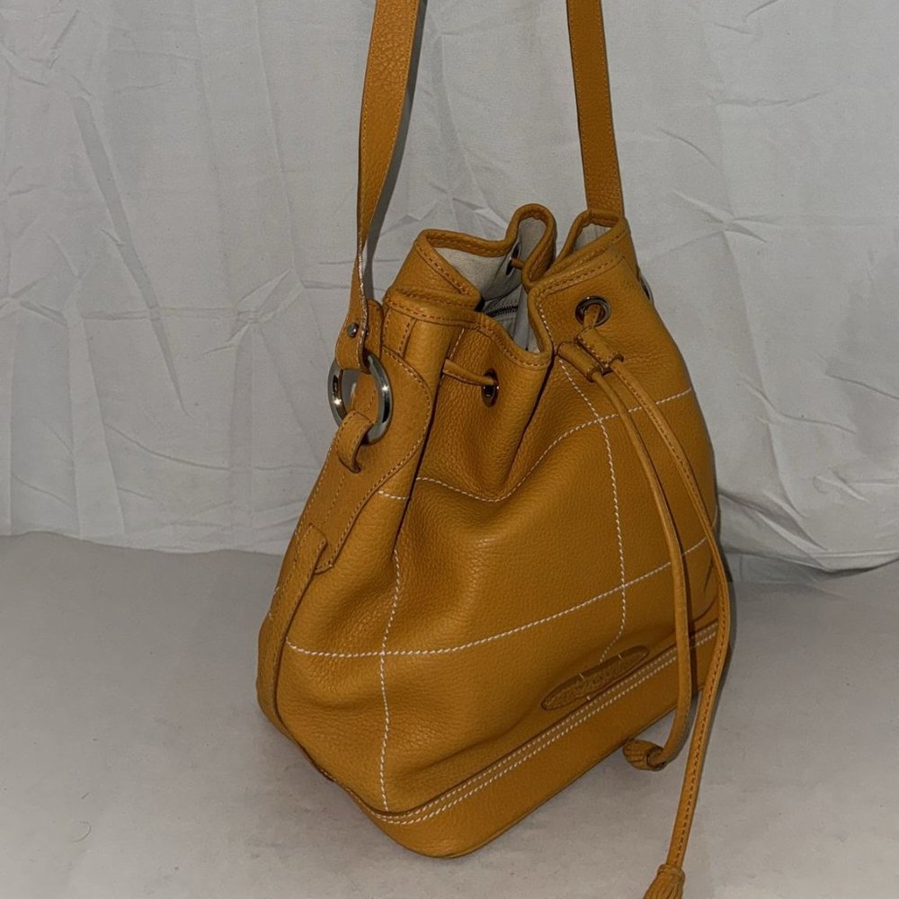 $1500❤️FONTANA 1950 TAN Real Leather drawstring bag Crossbody shoulder Bag ITALY